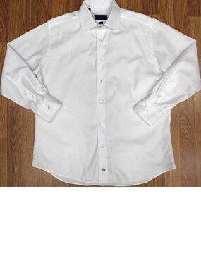 DAVID DONAHUE TRIM FIT 100% COTTON SHIRT WHITE Sz 16 1/2 | LARGE, L
